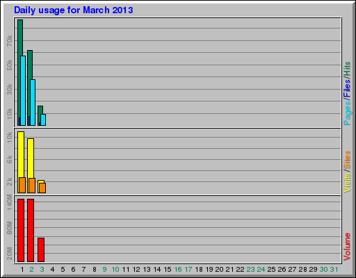 Daily usage for March 2013