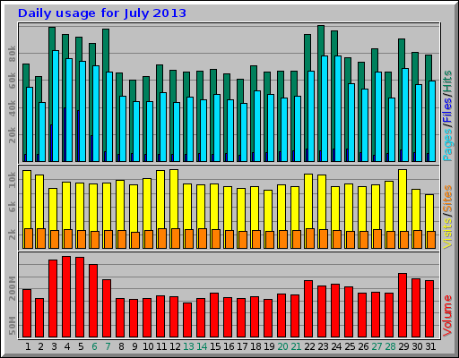 Daily usage for July 2013