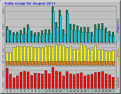Daily usage for August 2013