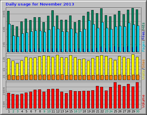 Daily usage for November 2013