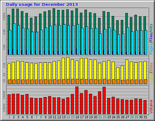 Daily usage for December 2013