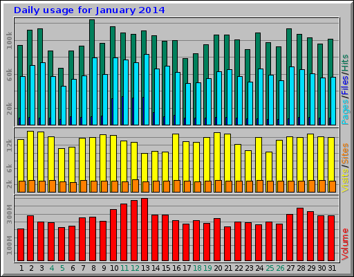 Daily usage for January 2014