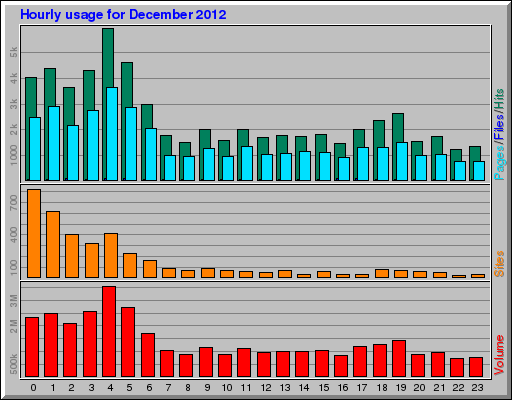 Hourly usage for December 2012
