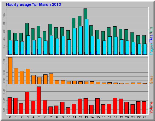 Hourly usage for March 2013