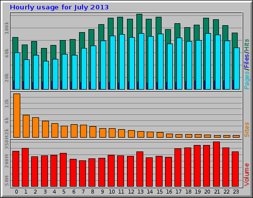 Hourly usage for July 2013