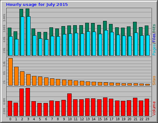 Hourly usage for July 2015